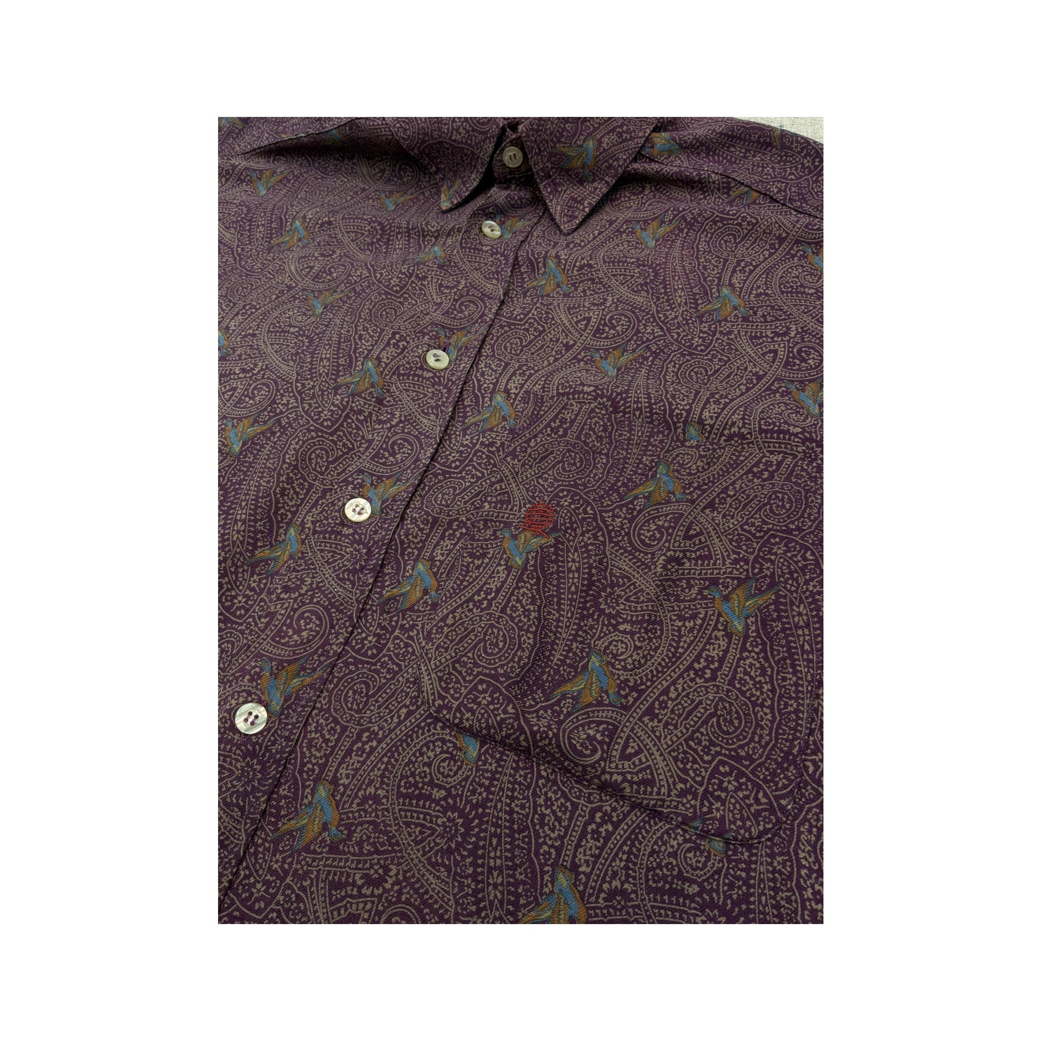Camisa Massimo Vannucci vintage com estampado Paisley e de Aves