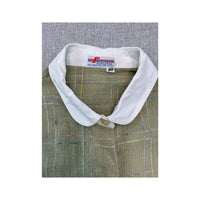 1a Eleganza Plaid Print Contrast Collar Button Up Shirt