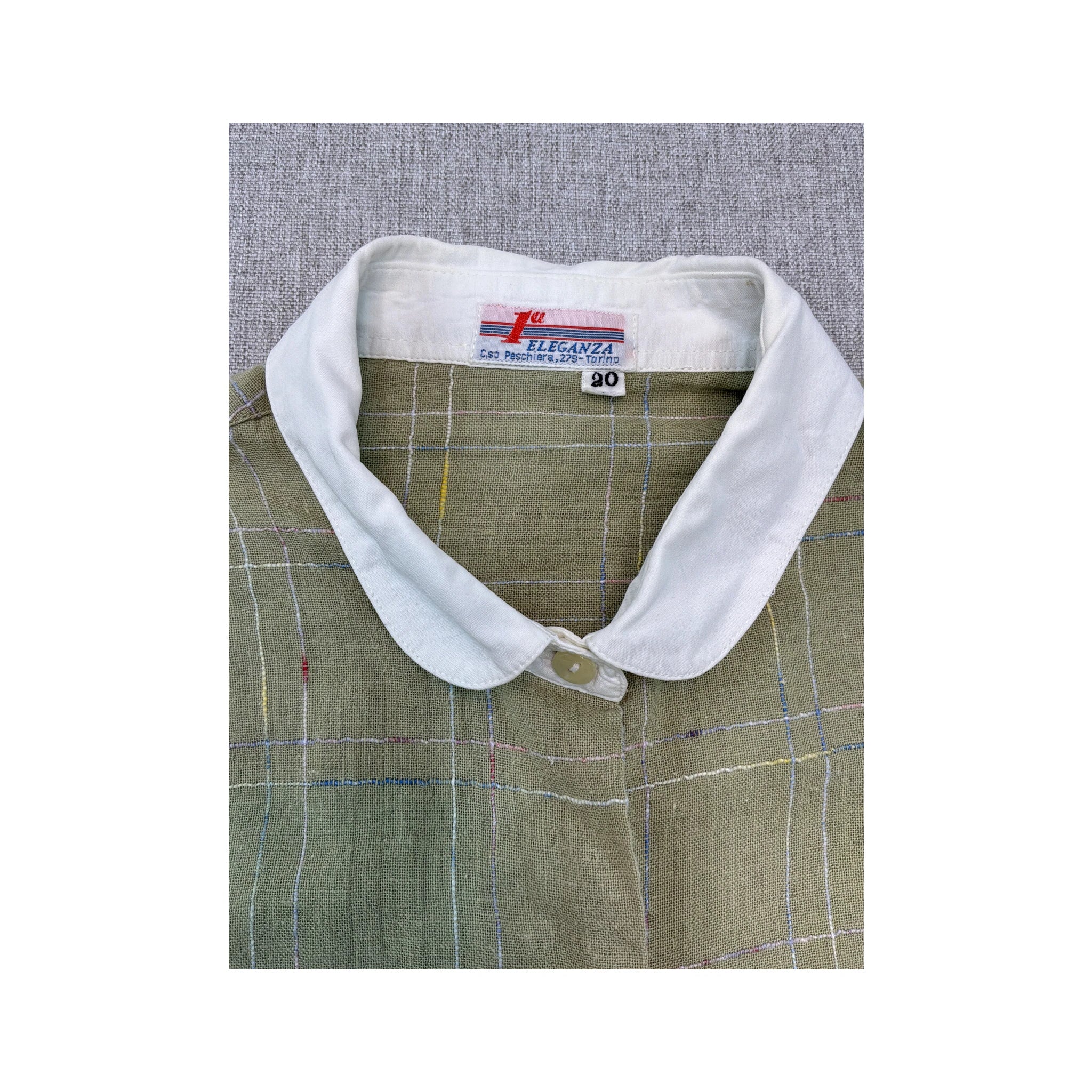 1a Eleganza Plaid Print Contrast Collar Button Up Shirt