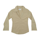 MT Linea Donna Shimmer Collared Beige Blouse