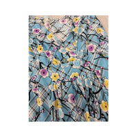 Vintage Blue Floral Plaid Sleeveless Dress