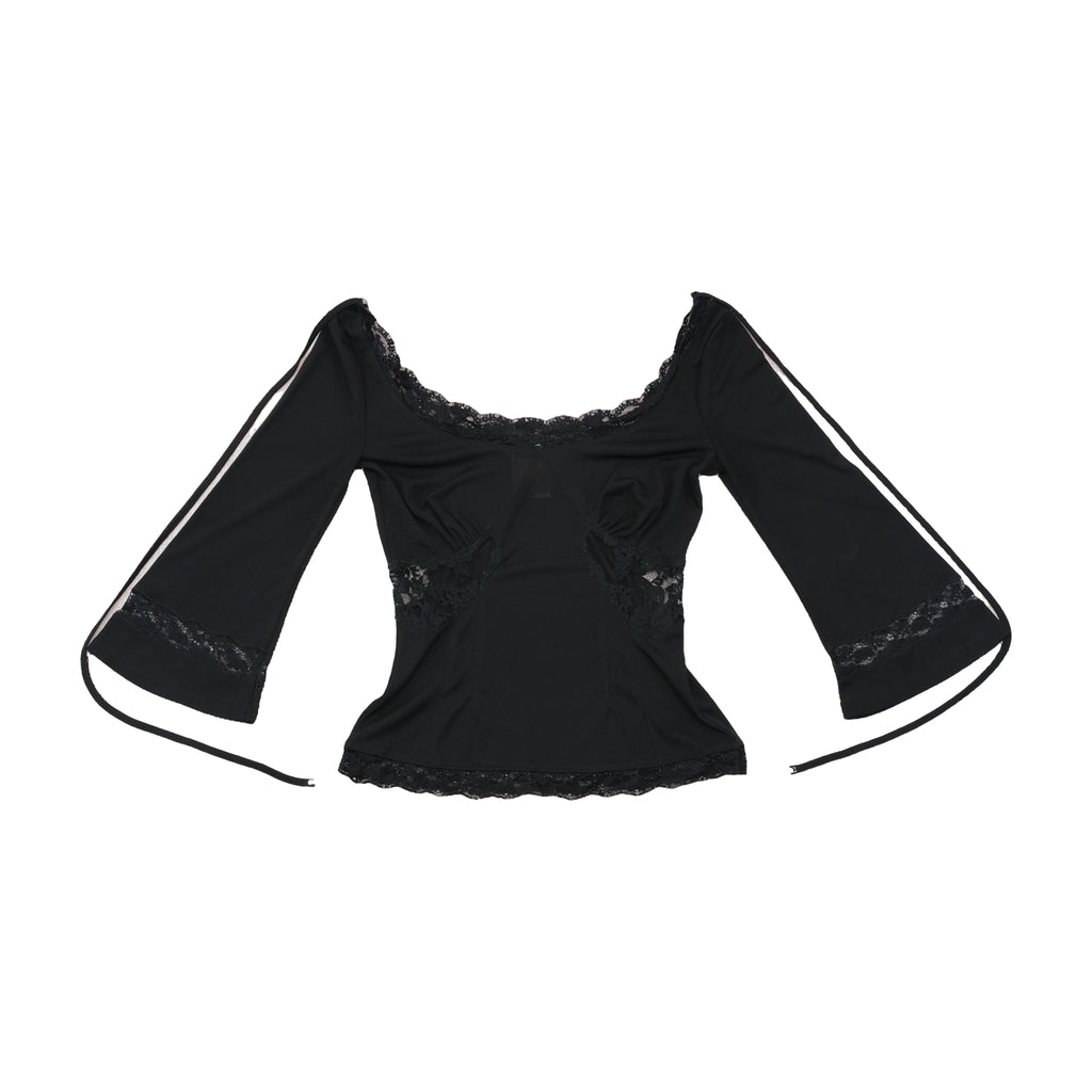 D&G Dolce & Gabbana Lace Trim Bell Sleeve Blouse