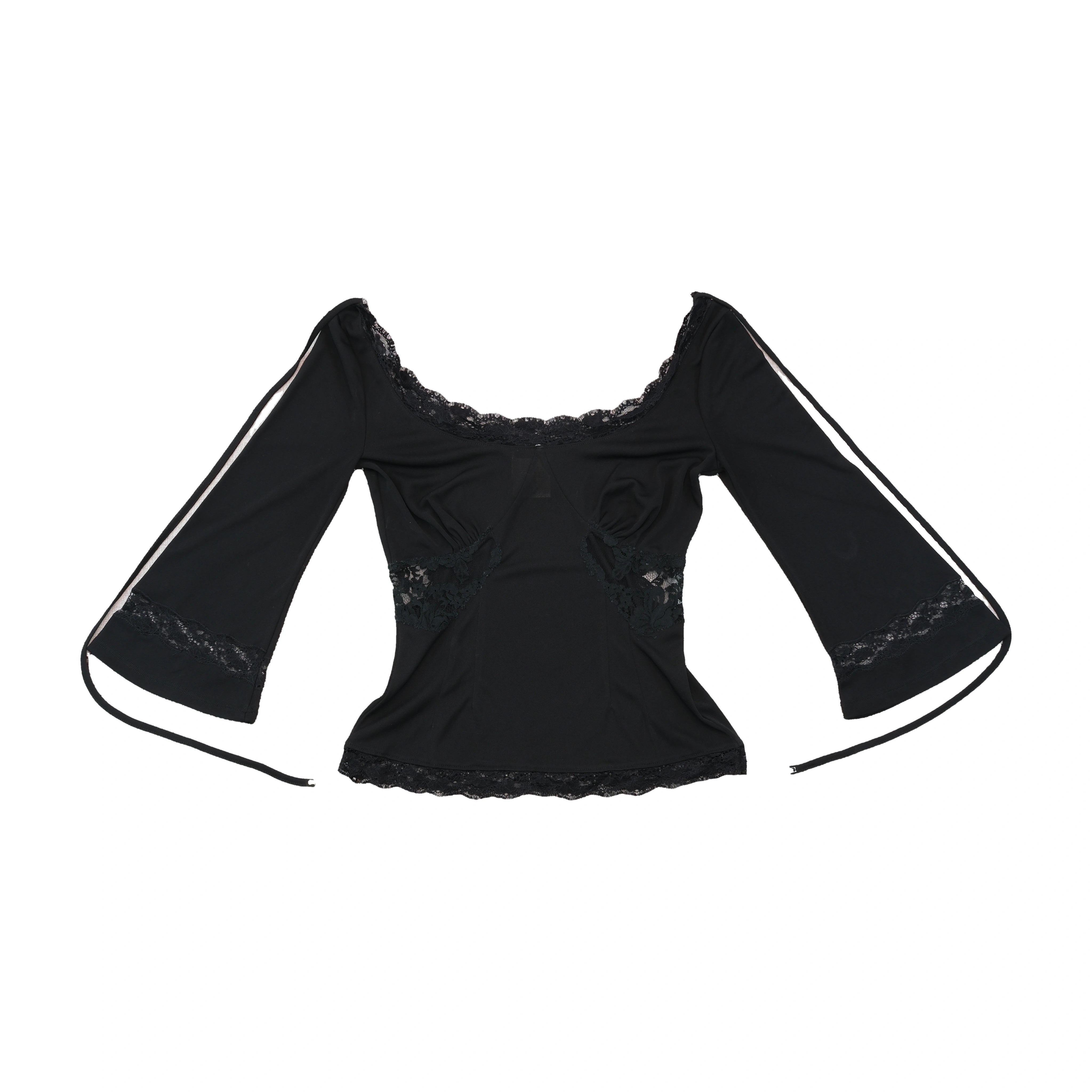 D&G Dolce & Gabbana Lace Trim Bell Sleeve Blouse