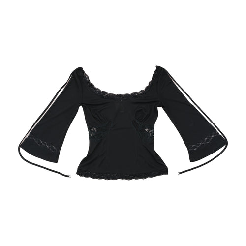 D&G Dolce & Gabbana Lace Trim Bell Sleeve Blouse