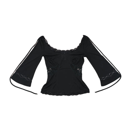 D&G Dolce & Gabbana Lace Trim Bell Sleeve Blouse