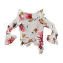 BLU In Firenze Sheer Floral Ruffle Tie Front Blouse