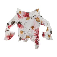 BLU In Firenze Sheer Floral Ruffle Tie Front Blouse