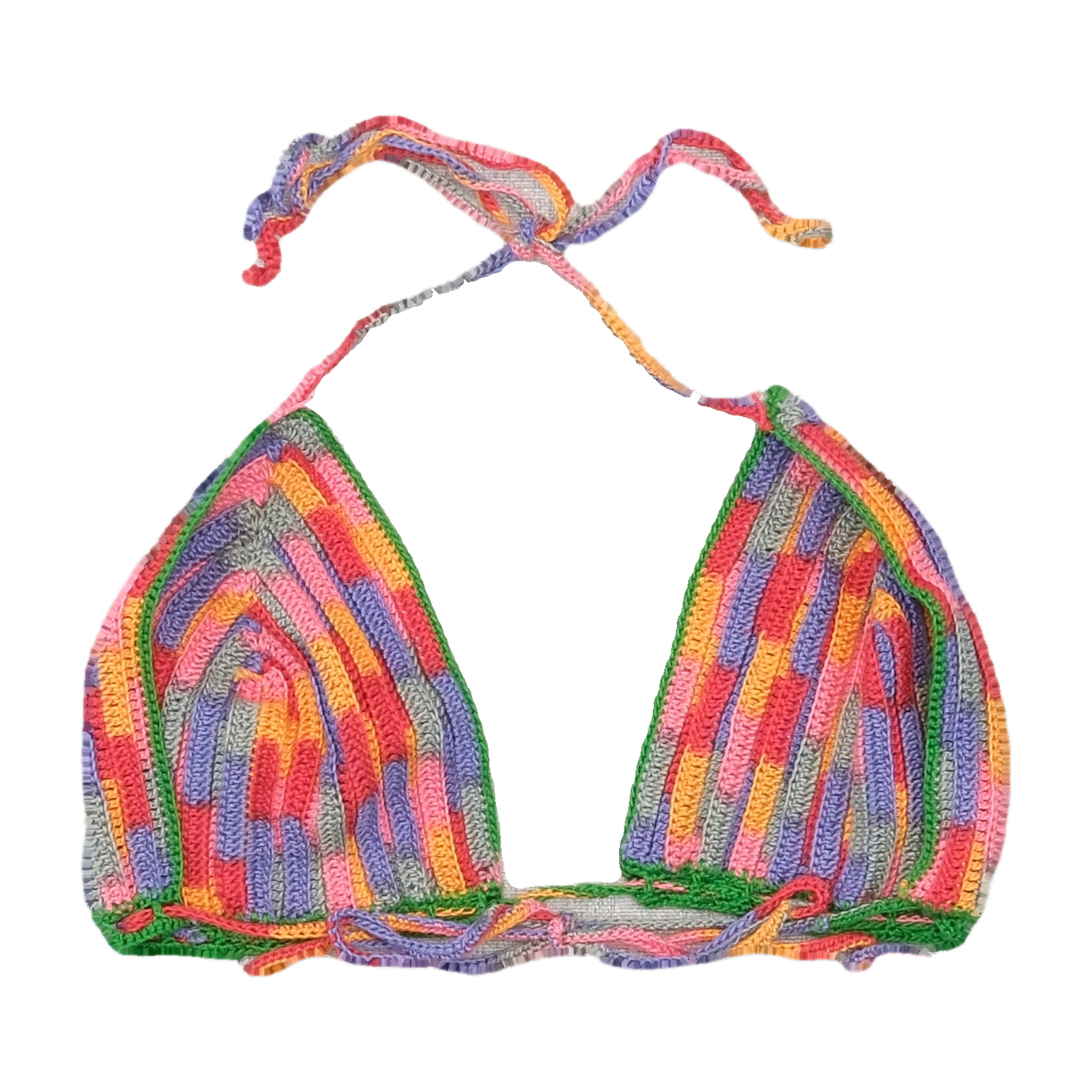 Hand Crochet Multicolor Halter Triangle Tank Top