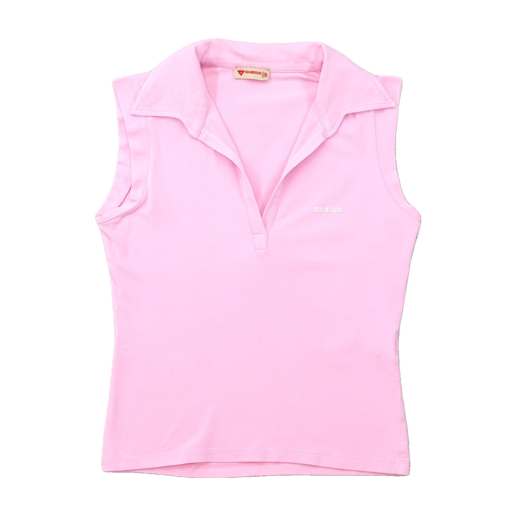 Vintage Guess Pink Sleeveless Collared Shirt