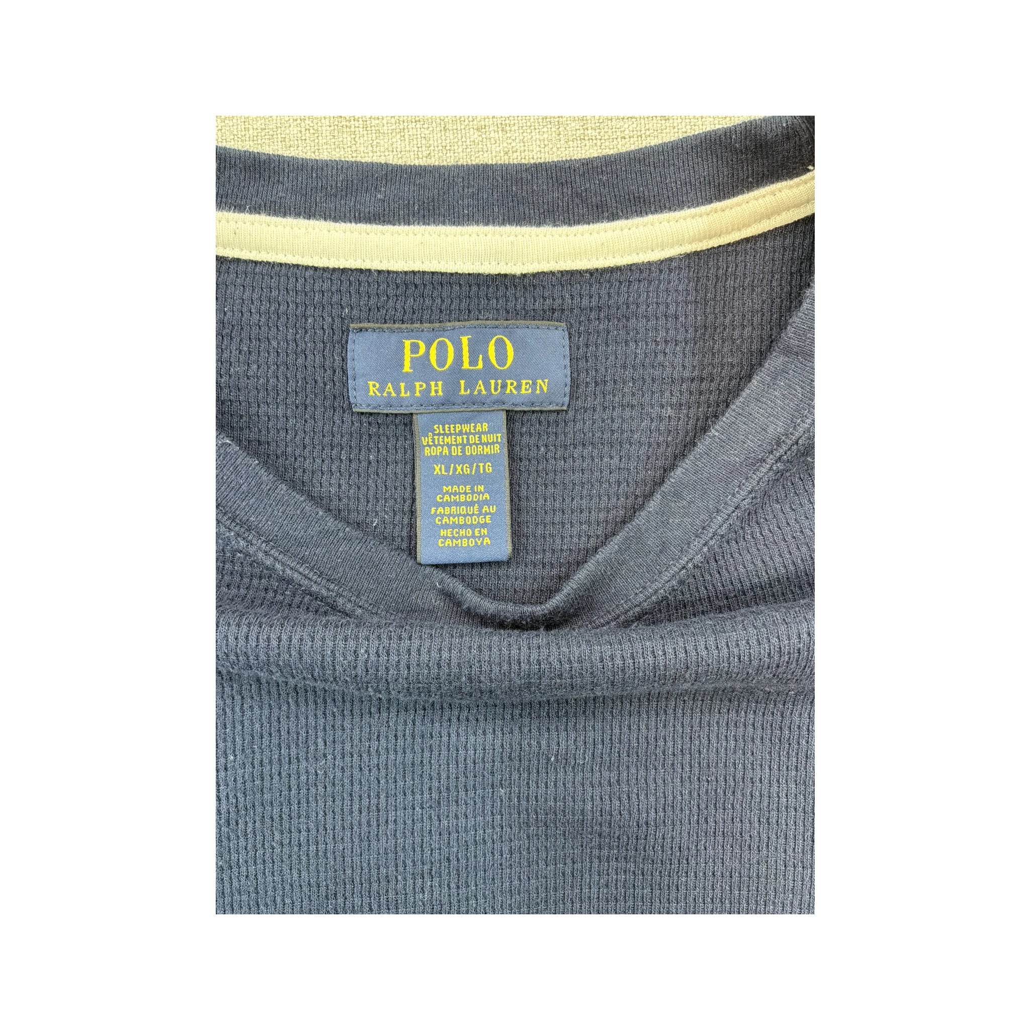 Polo Ralph Lauren Waffle Knit Cotton Blend Long Sleeve Crewneck Shirt