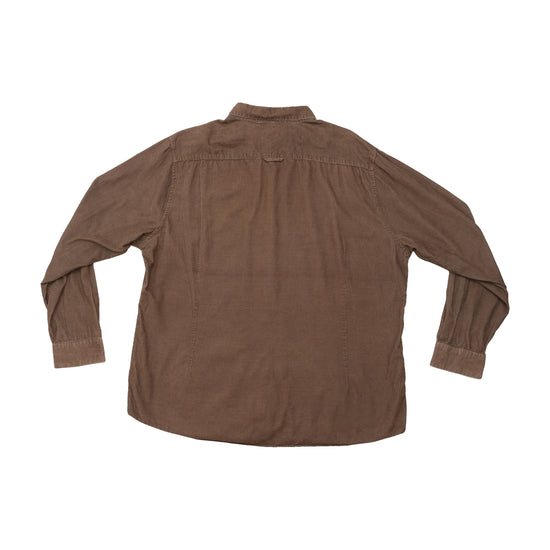 Attitude Brown Cotton Fine Wale Corduroy Button-Up Shirt