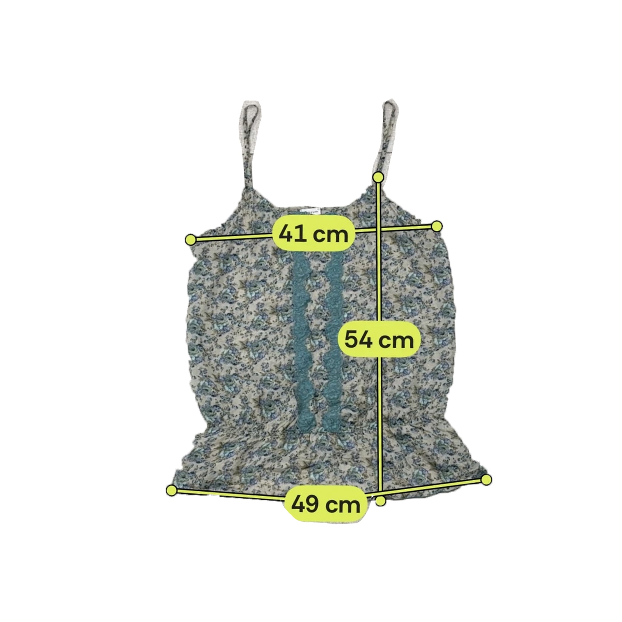 Intimissimi Blue Floral Lace Trim Tank Top