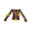 Indian Rose Abstract Print Stretch Mesh Long Sleeve T-shirt (SUJA)