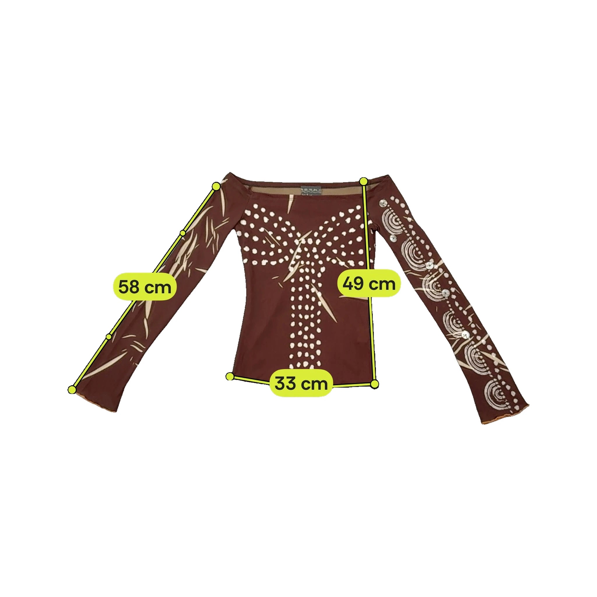 Indian Rose Abstract Print Stretch Mesh Long Sleeve T-shirt (SUJA)