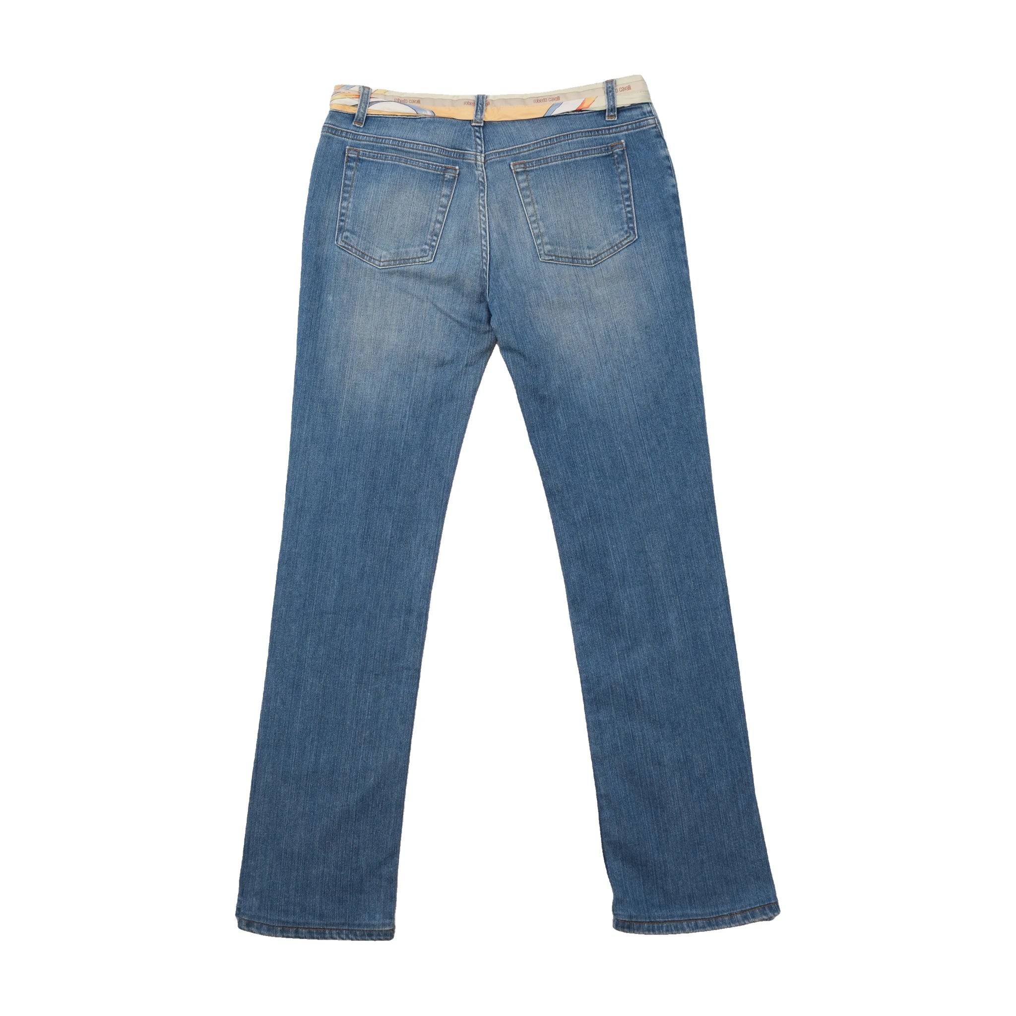 Roberto Cavalli Faded Blue Denim Straight Leg Jeans