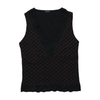 PHARD Floral Print Lace Trim V-Neck Sleeveless Blouse