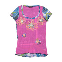 Sonia Fortuna Firenze Floral Appliqué Mesh T-shirt