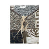 X-Mail Abstract Animal Print Lace-Up Mesh Blouse (Repriced)