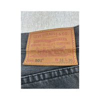 Levi's 501 Washed Black Stretch Cotton Straight Leg Jeans