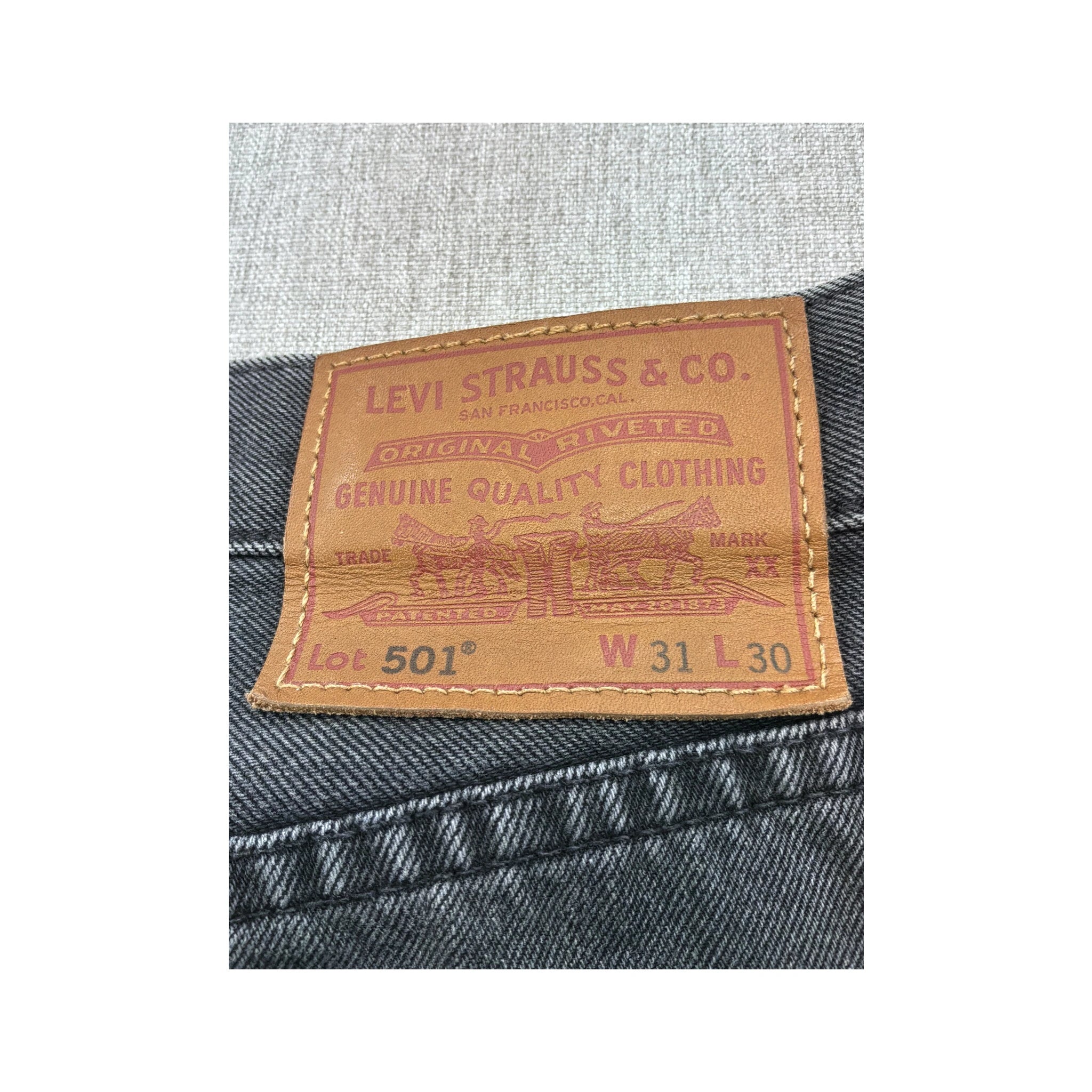 Levi's 501 Washed Black Stretch Cotton Straight Leg Jeans