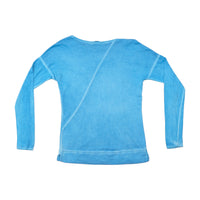 Blue Graphic Rhinestone Long Sleeve T-shirt