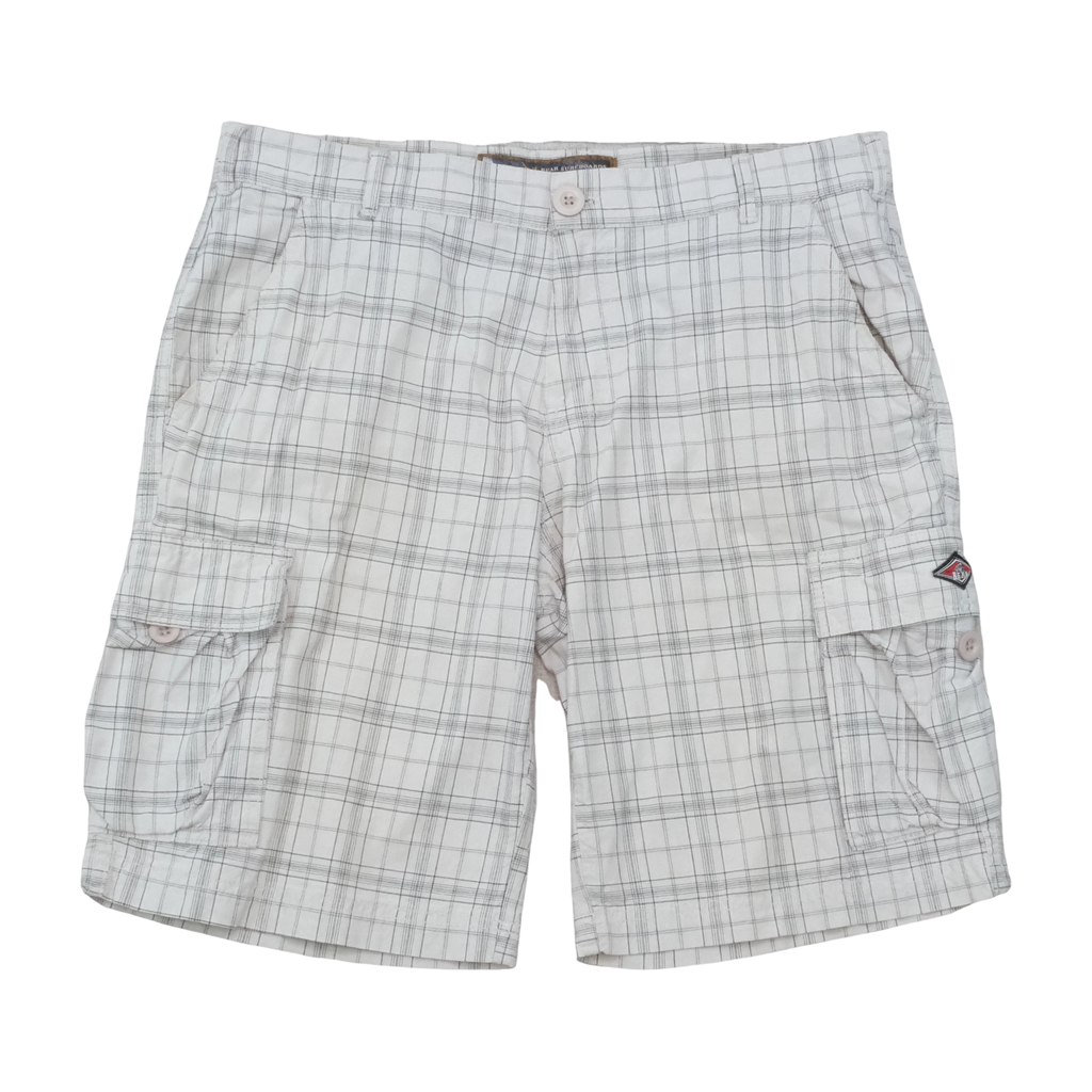 Bear Surfboards Plaid Cotton Cargo Shorts