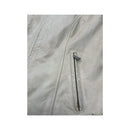 Vintage Beige Leather Moto Jacket with Black Racing Stripes