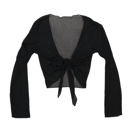 Sheer Tie Front Cropped Cardigan