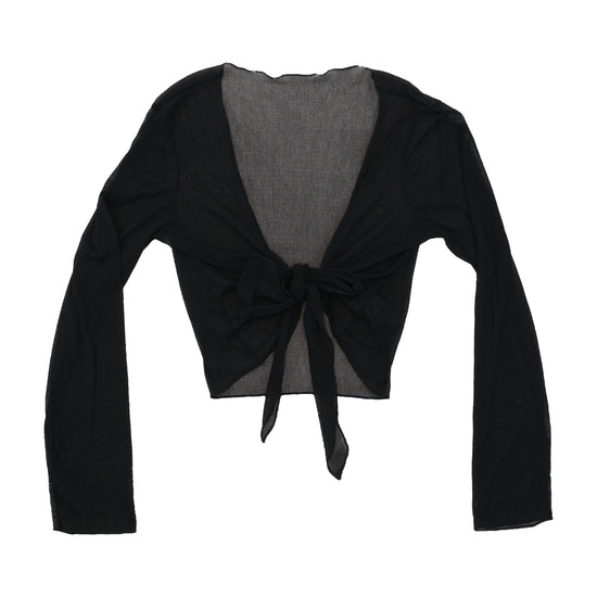 Sheer Tie Front Cropped Cardigan