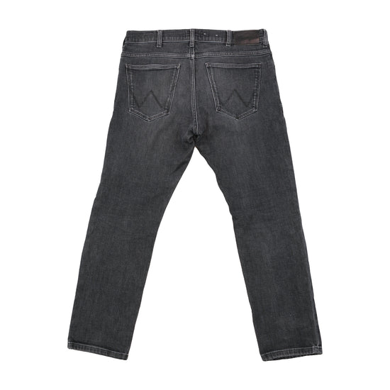 Wrangler Washed Black Cotton Blend Slim Straight Jeans
