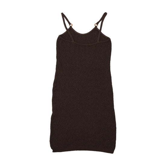 Mini vestido de malha vintage castanho com alças