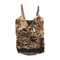 Blasting Animal Print Ruched Mesh Tank Top