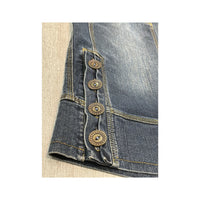 Marello Marani Vintage Denim Midi Skirt with Side Button Tab Details