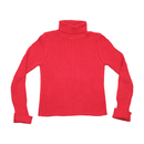 Red Ribbed Turtleneck Sweater with Raglan Sleeves