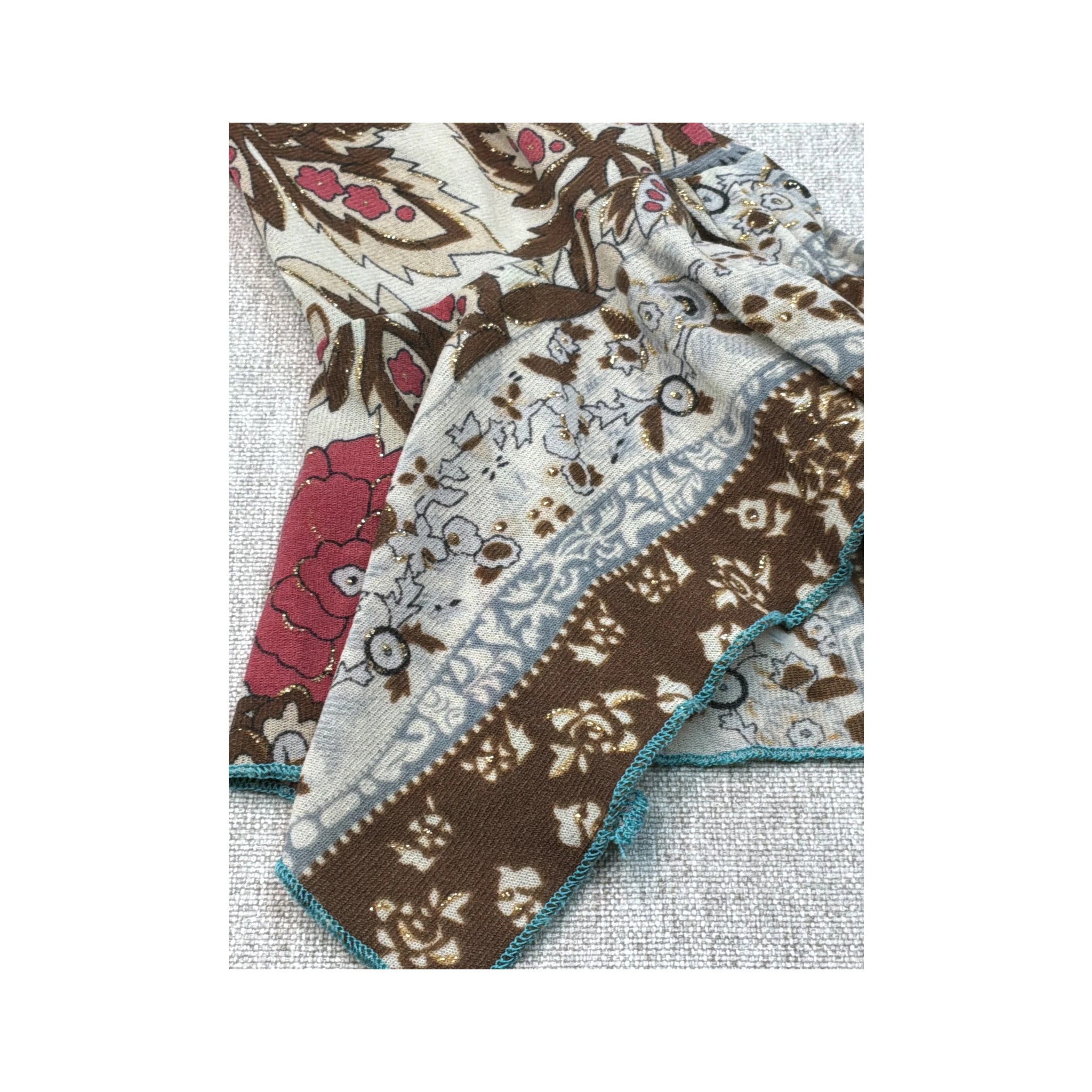 Max-w Floral Stripe Crochet Trim Bell Sleeve Blouse (repriced)