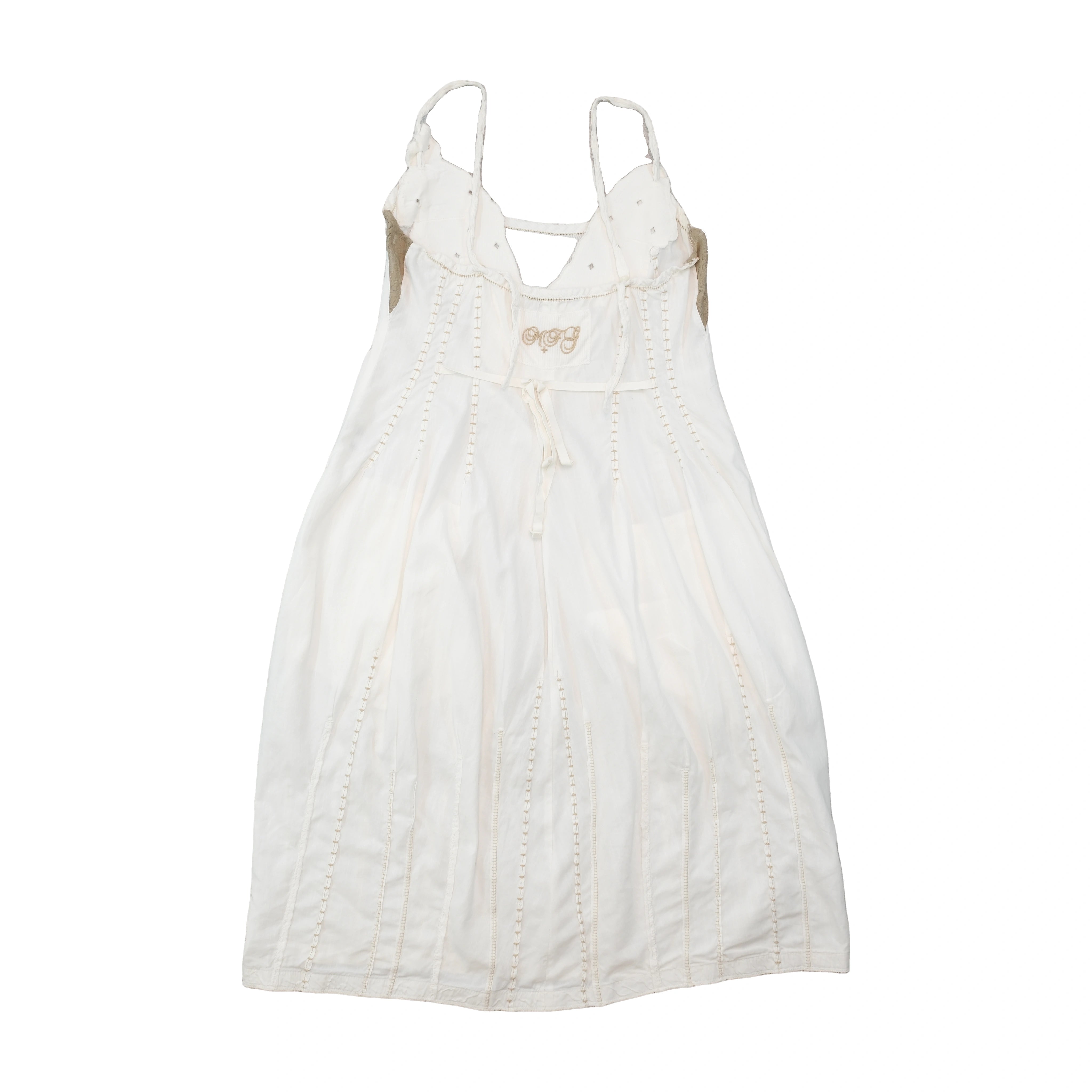 Vestido Midi Francois Girbaud branco Bordado com alças