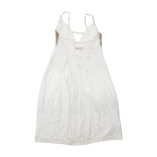 Vestido Midi Francois Girbaud branco Bordado com alças