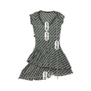 Blasting Black & White Geometric Print Fit-and-Flare Mini Dress
