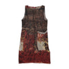Vestido Midi sem mangas com Patchwork de estampado de Leopardo