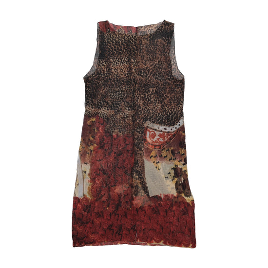 Sleeveless Leopard Print Patchwork Midi Dress