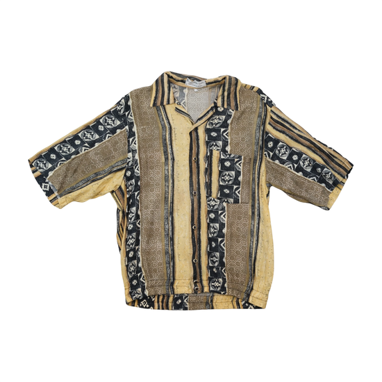 Professione Uomo Vintage Geometric Stripe Snap Front Shirt