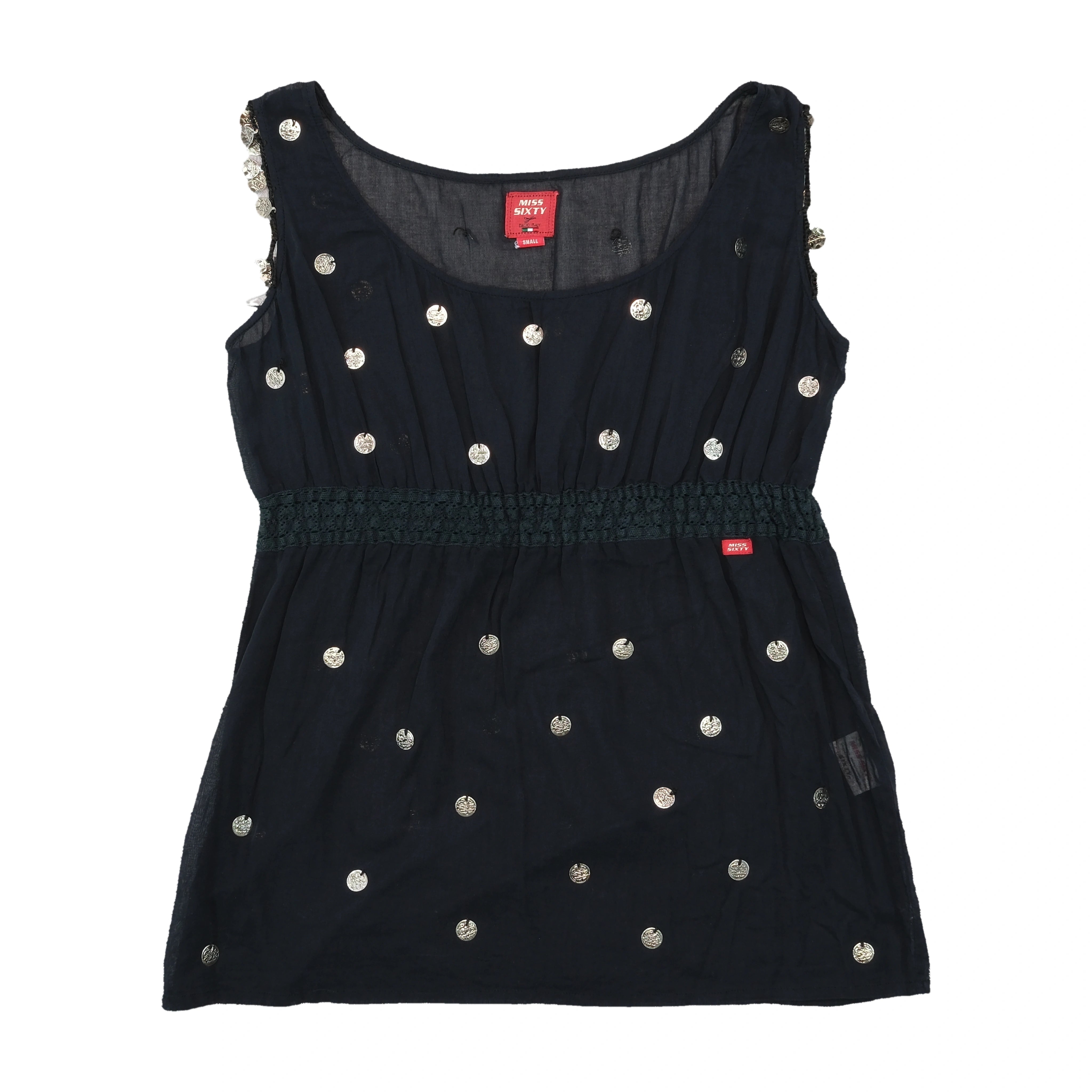 Miss Sixty Embellished Sheer Cotton Tank Top