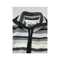 emo! Striped Zip Front Knit Sweater