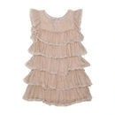 Blugirl by Blumarine Beige Tiered Lace Trim Silk Dress