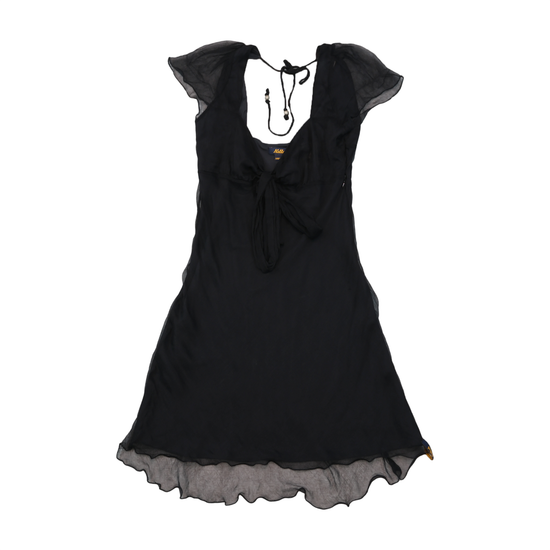 Killah Sheer Flutter Sleeve Tie Front Dress