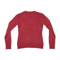 Casaco de malha vintage vermelho com Botões à Frente