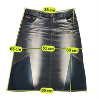 Onyx Jeans Vintage Y2K Faded Spray Bleach Contrast Panel Cotton Denim Skirt
