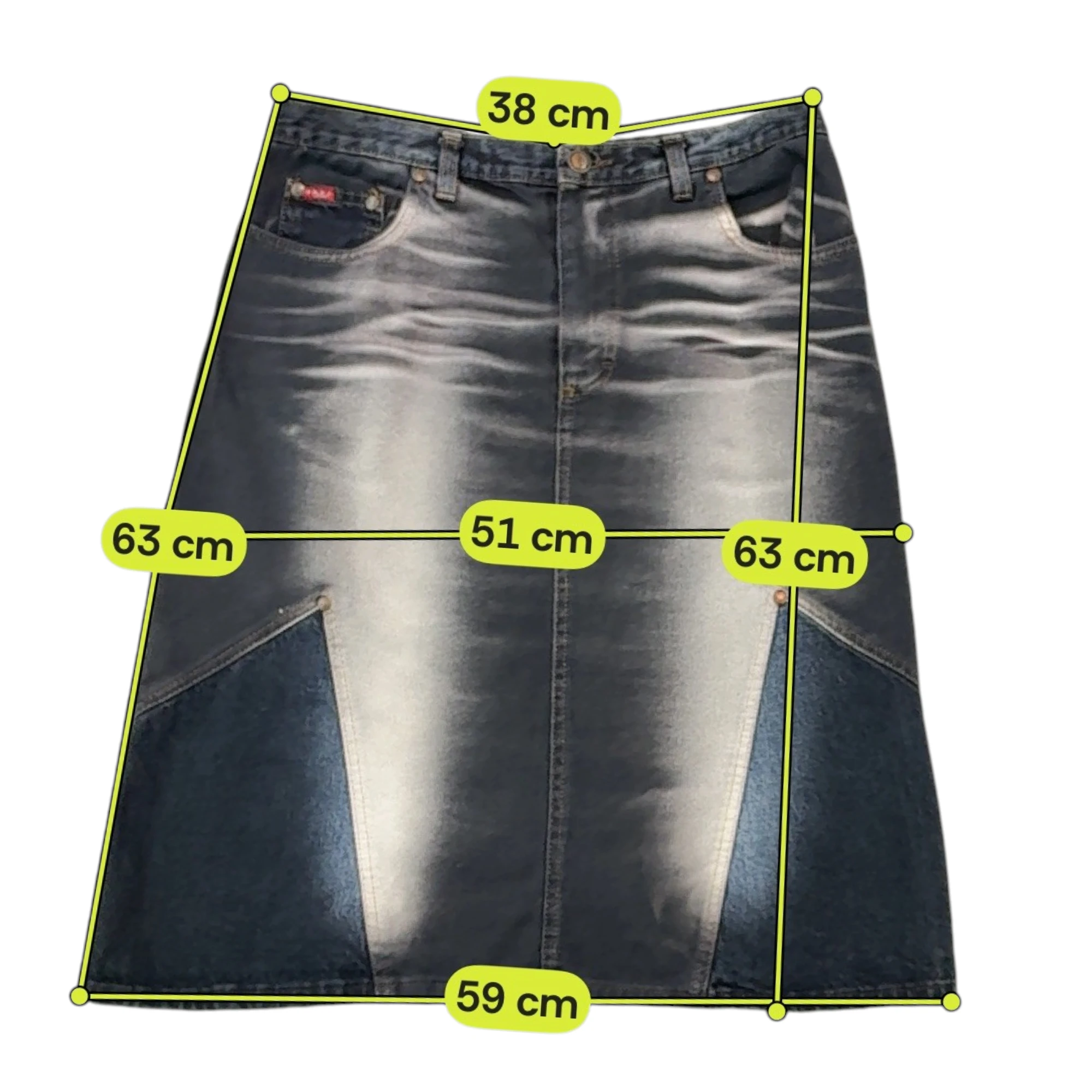 Onyx Jeans Vintage Y2K Faded Spray Bleach Contrast Panel Cotton Denim Skirt