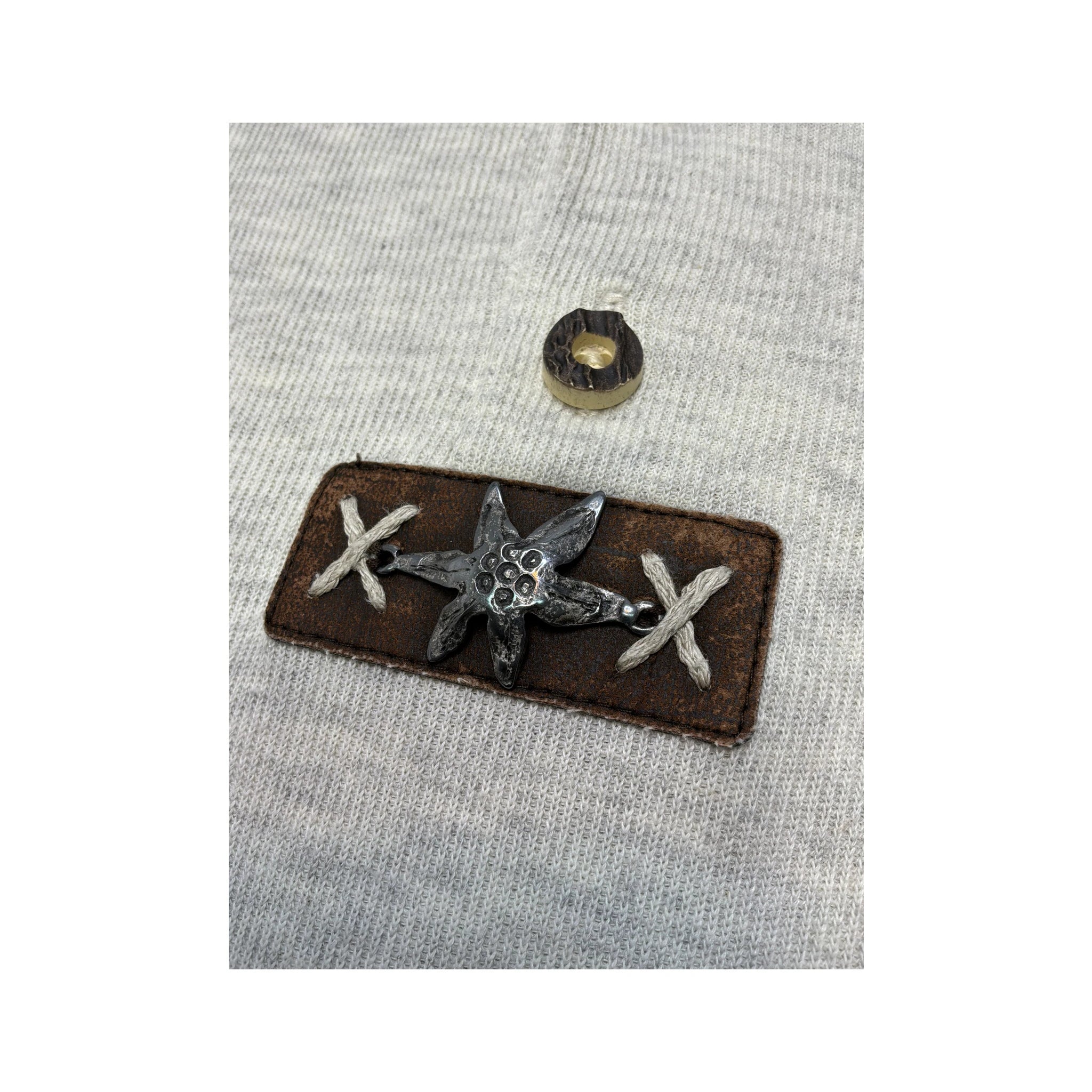 Landhaus Alpine Edelweiss Applique Knit Polo Shirt