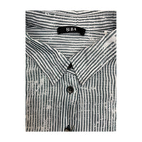 BIBA Blue Striped & Floral Print Button-Up Shirt